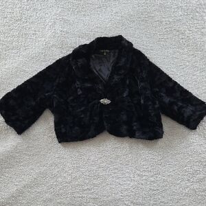 Black Faux Fur Crop Coat